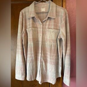 Altar’d State Plaid Button-Up Shirt in Pink and Cream